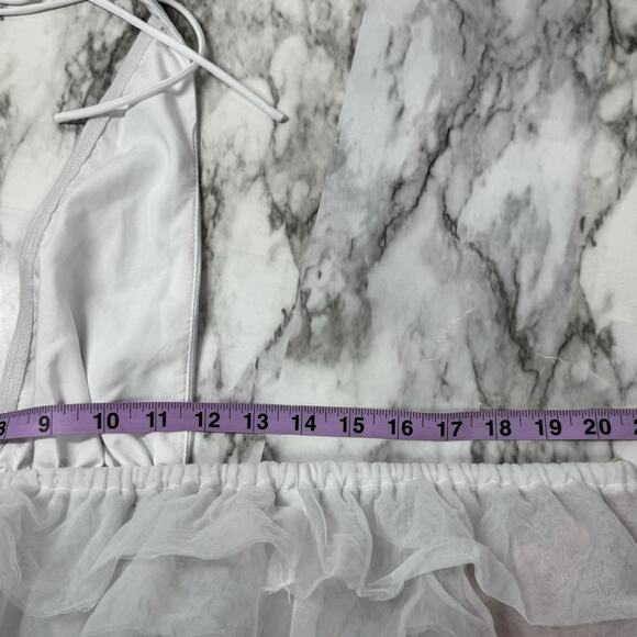 Emma Rose x Beginning Women’s White Tulle Ruffle Halter Peplum Tutu Top Bridal - Picture 8 of 13